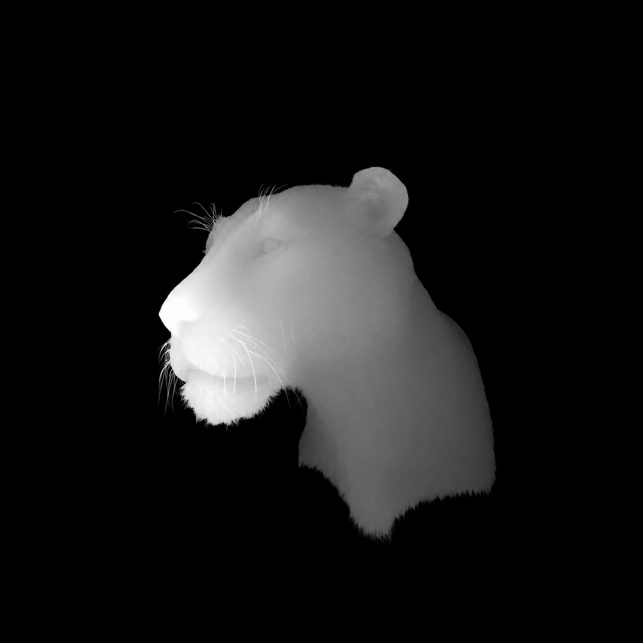 Matching grayscale depth map used to position the animal render pixels in 3D